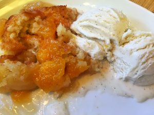 Peach Cobbler with Ice Cream